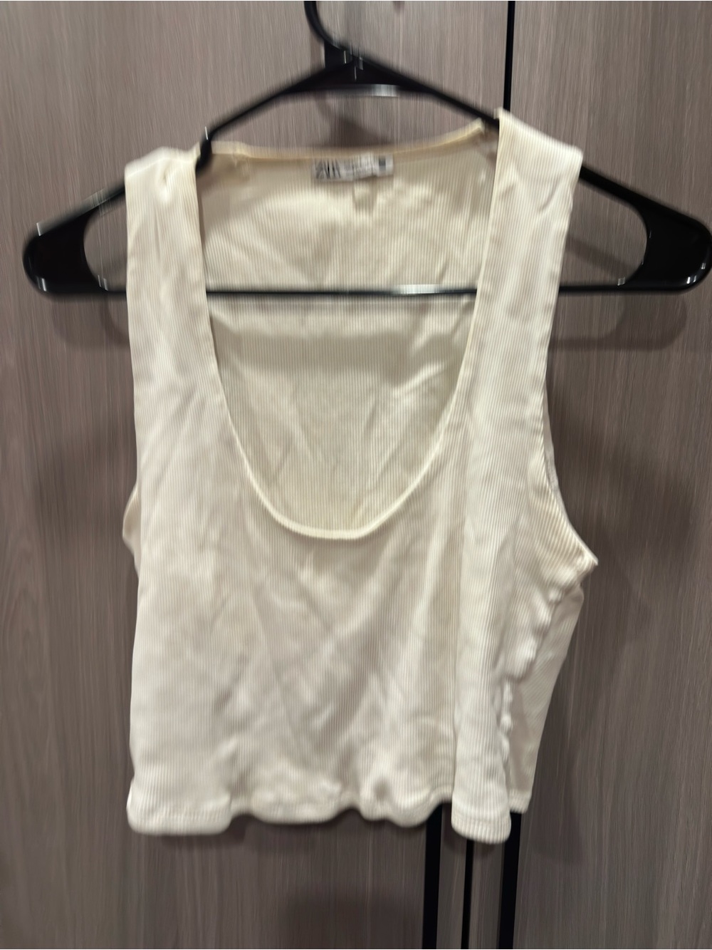 White Ribbed Scoop Neck Tank Top